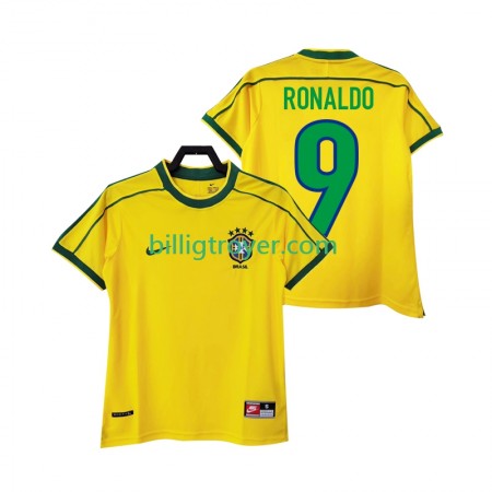 Billige Fotballdrakter Brasil RONALDO 9 Retro Hjemmedraktsett 1998 Kortermet